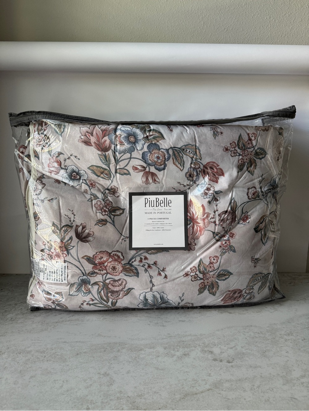 PiuBelle Comforter Queen Set Floral Print 3pcs 100% Cotton